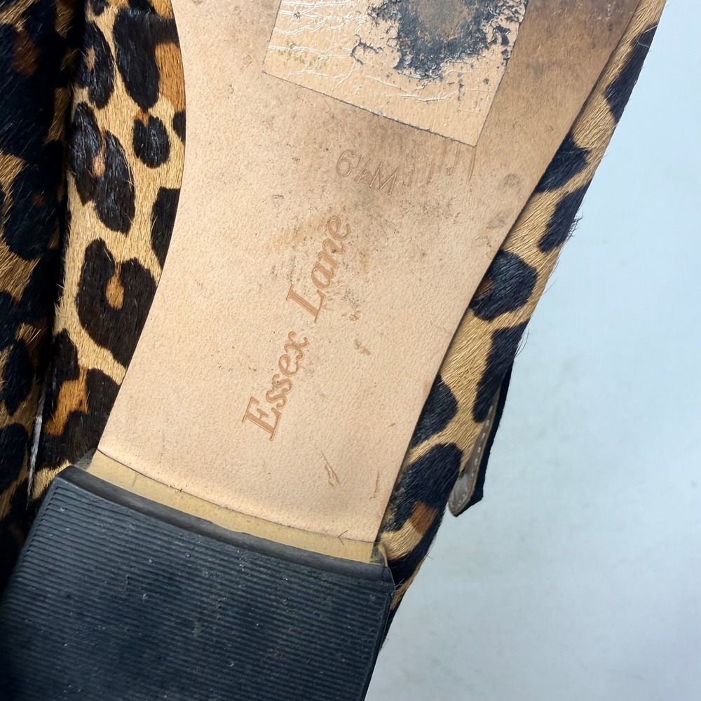 Essex Lane Leopard Print Calf Hair Mary Jane Point Toe Flats Gold Heel Size 6.5 - Picture 11 of 12